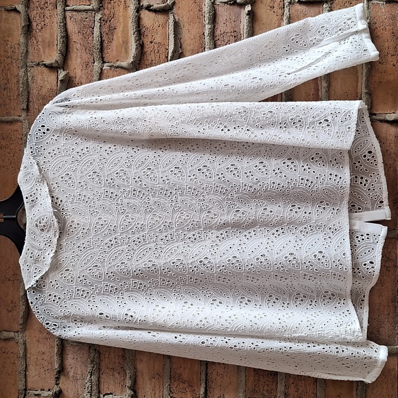 Zara Eyelet Gorgette Taxido Blouse - Picture 4 of 8